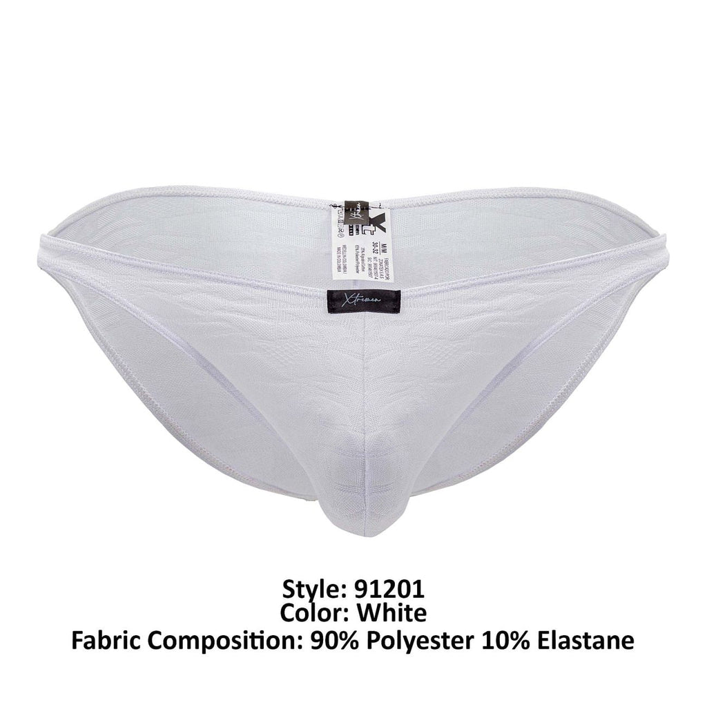 Xtremen Men's Underwear 91201 Jacquard Bikini Color White