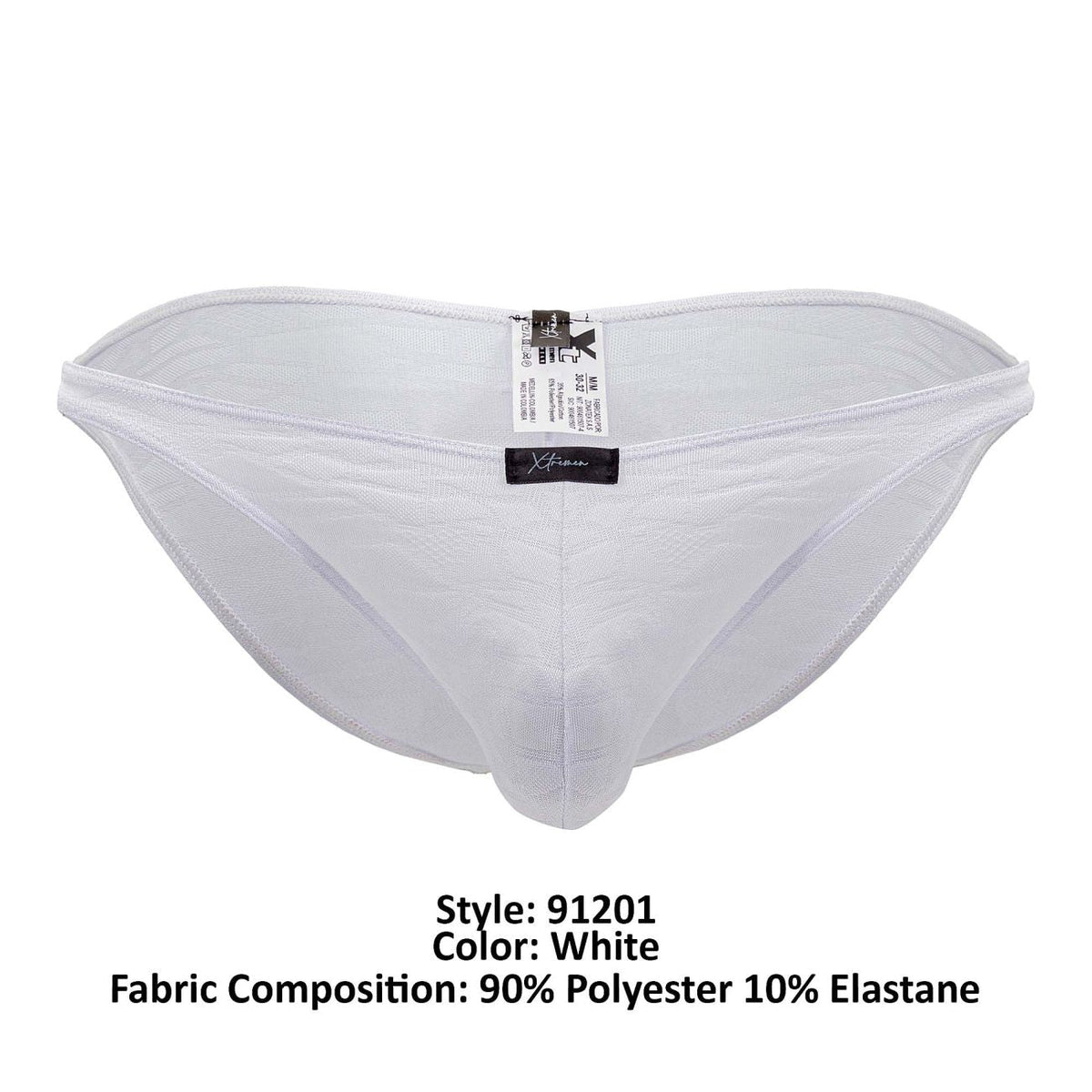Xtremen Men's Underwear 91201 Jacquard Bikini Color White