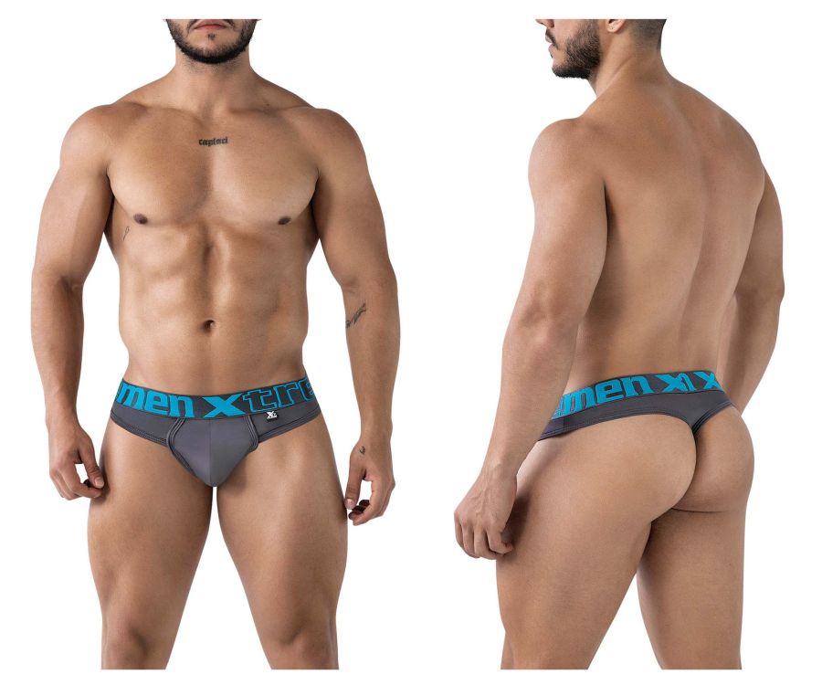 Xtremen Men's Underwear 91208B Microfiber Thongs Color Gray
