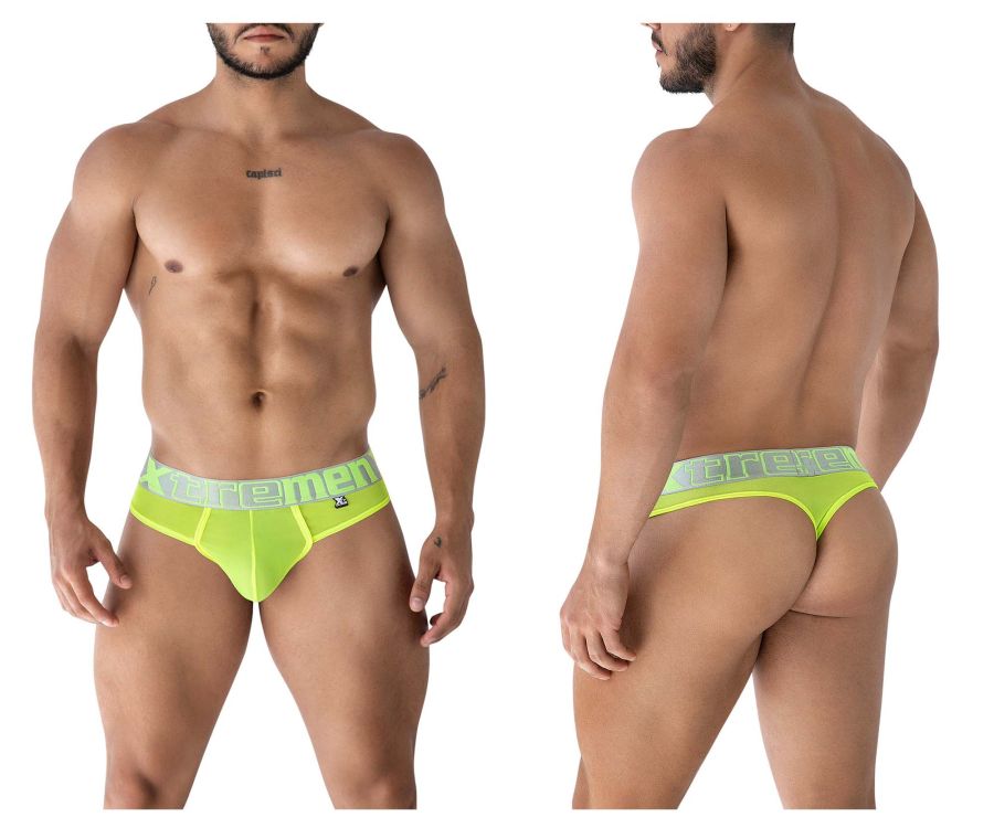 Xtremen Men's Underwear 91235 Microfiber Thongs Color Neon Green