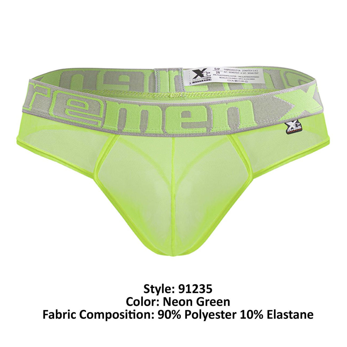Xtremen Men's Underwear 91235 Microfiber Thongs Color Neon Green