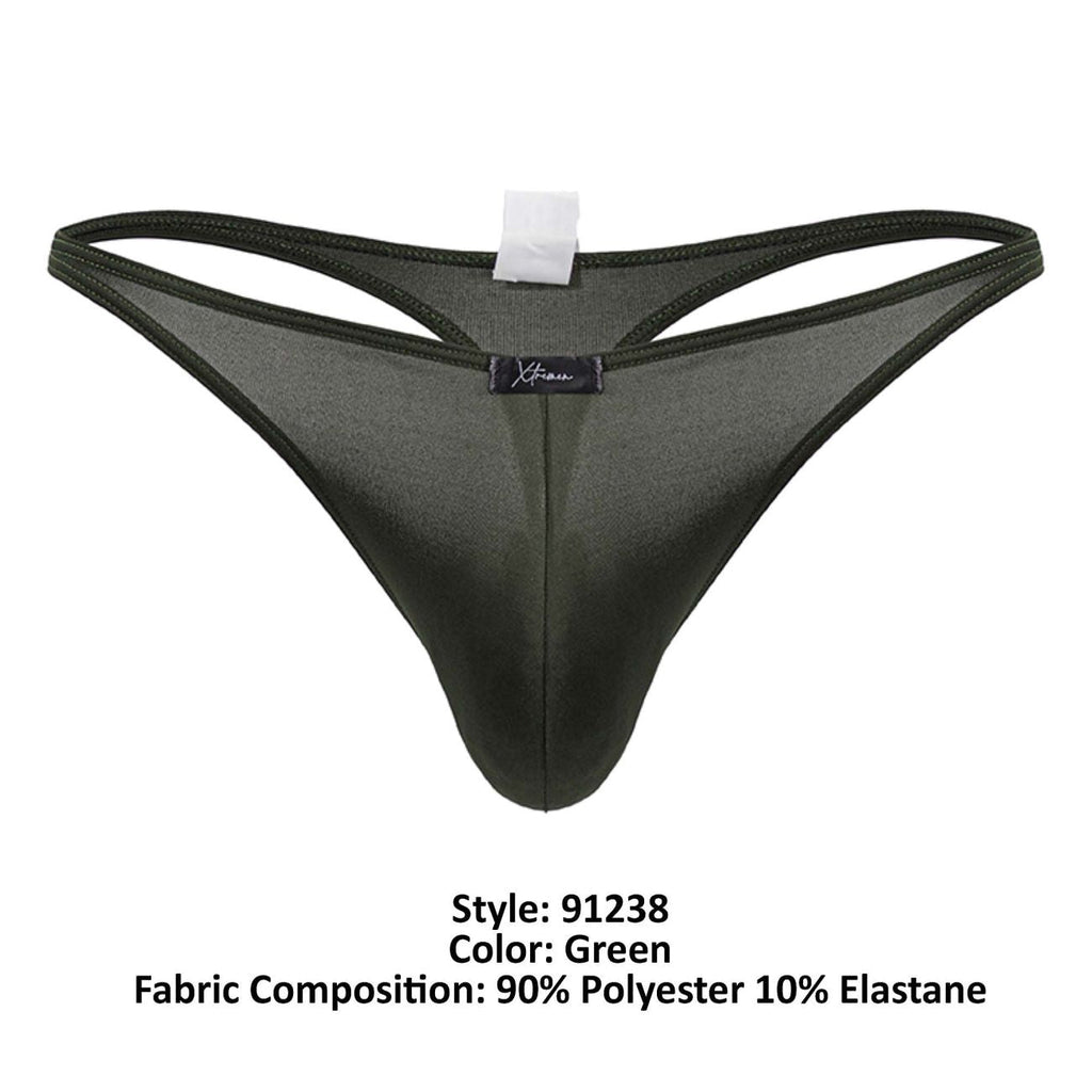 Xtremen Men's Underwear 91238 Microfiber Thongs Color Green