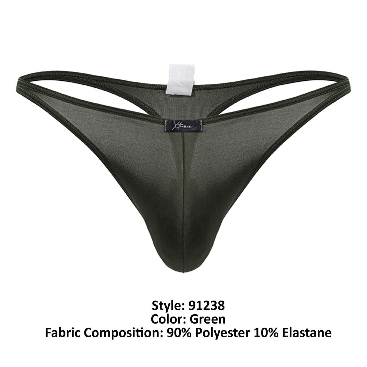 Xtremen Men's Underwear 91238 Microfiber Thongs Color Green