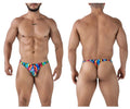 Xtremen Men's Underwear 91247 Printed Thongs Color Waves