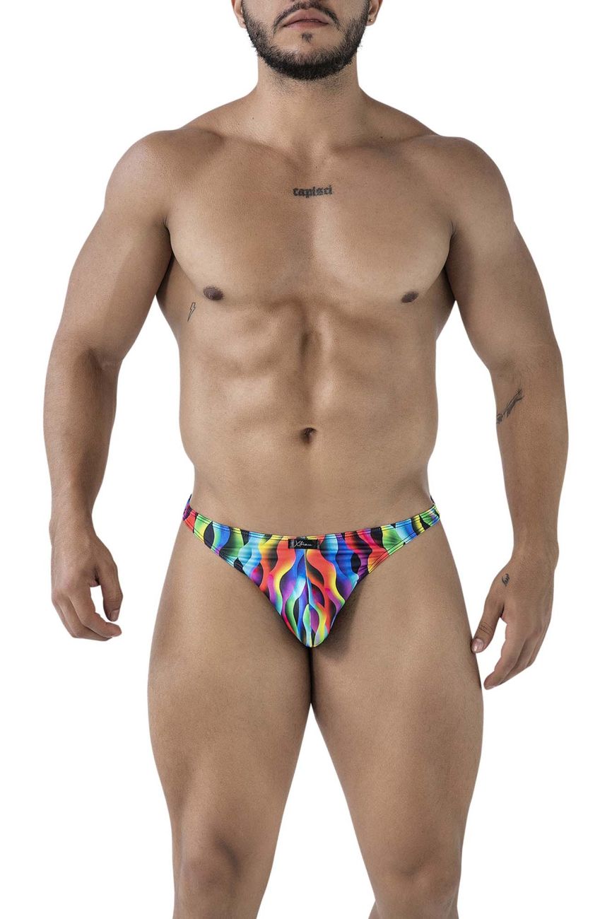 Xtremen Men's Underwear 91247 Printed Thongs Color Waves
