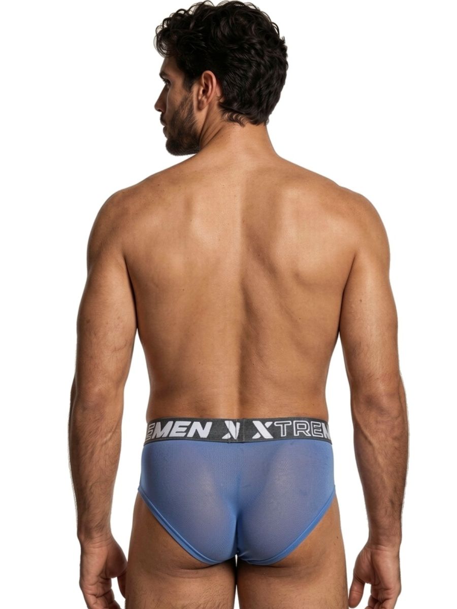 Xtremen 91262 Men's Underwear Sleek Microfiber Mesh Briefs Color Blue