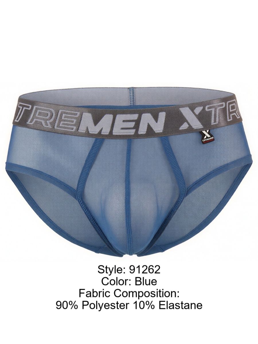 Xtremen 91262 Men's Underwear Sleek Microfiber Mesh Briefs Color Blue