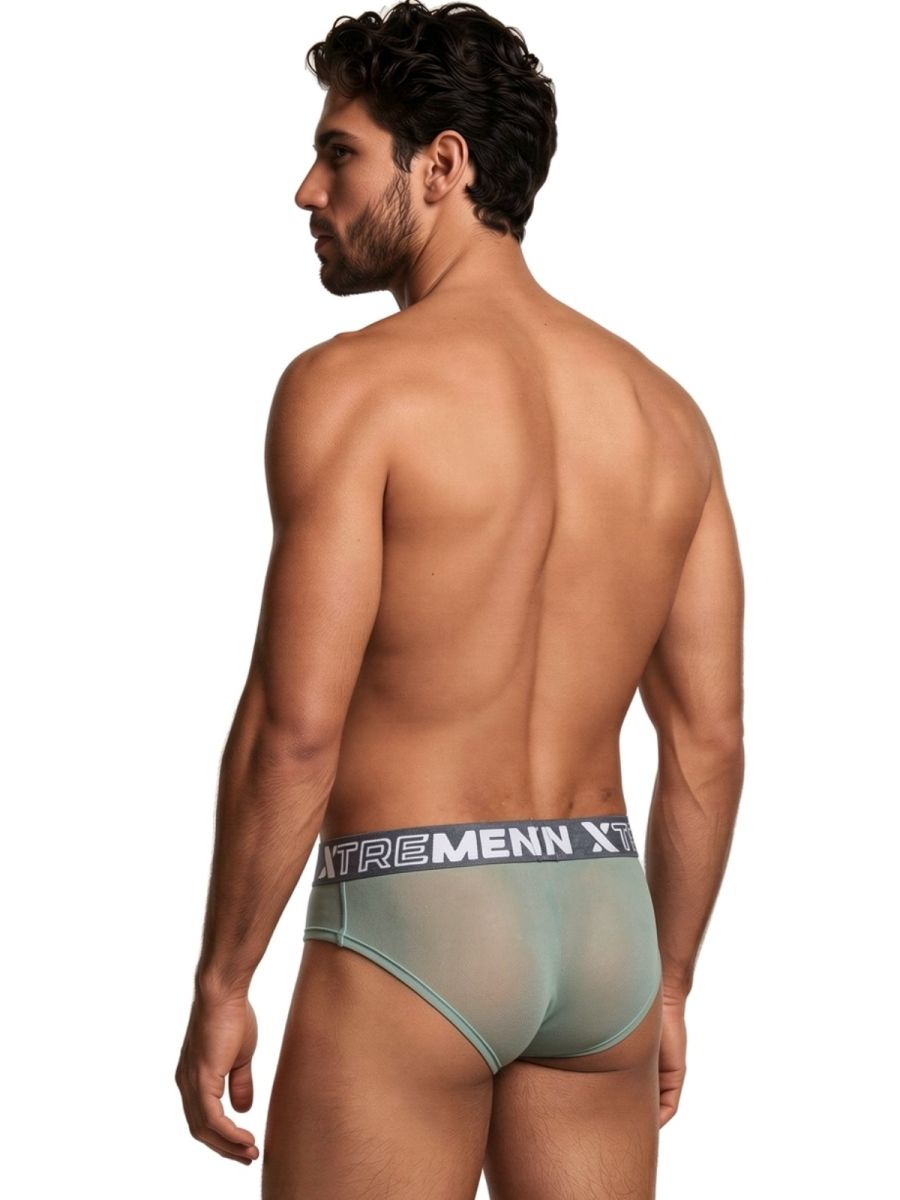 Xtremen 91262 Men's Underwear Sleek Microfiber Mesh Briefs Color Green
