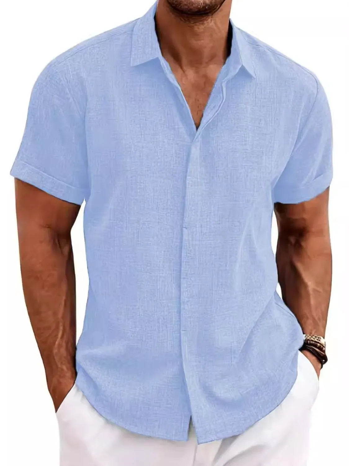 Men's Full Size Collared Neck Short Sleeve Shirt Plus Size