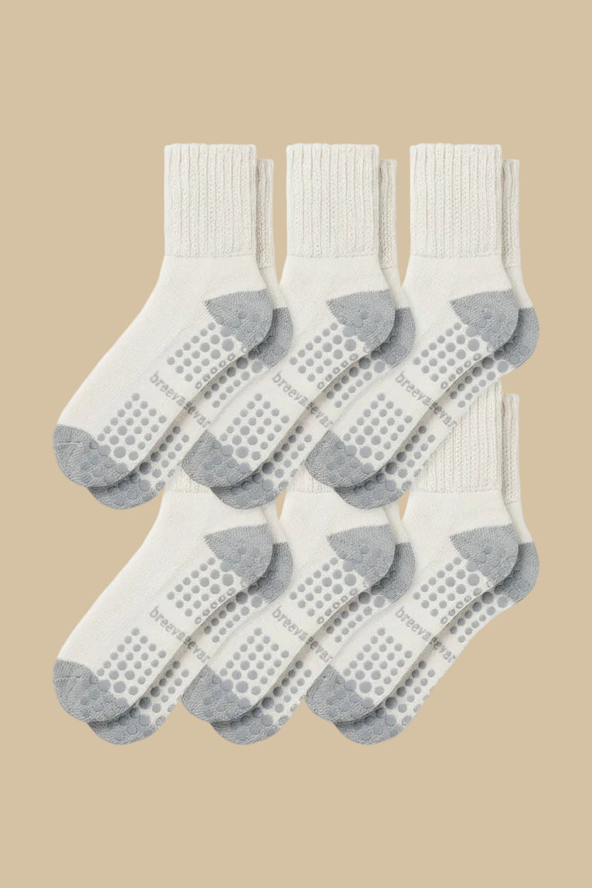 6-Pack Men's Work From Home Crew Socks with Relaxed Cuff and Non-Slip Grip