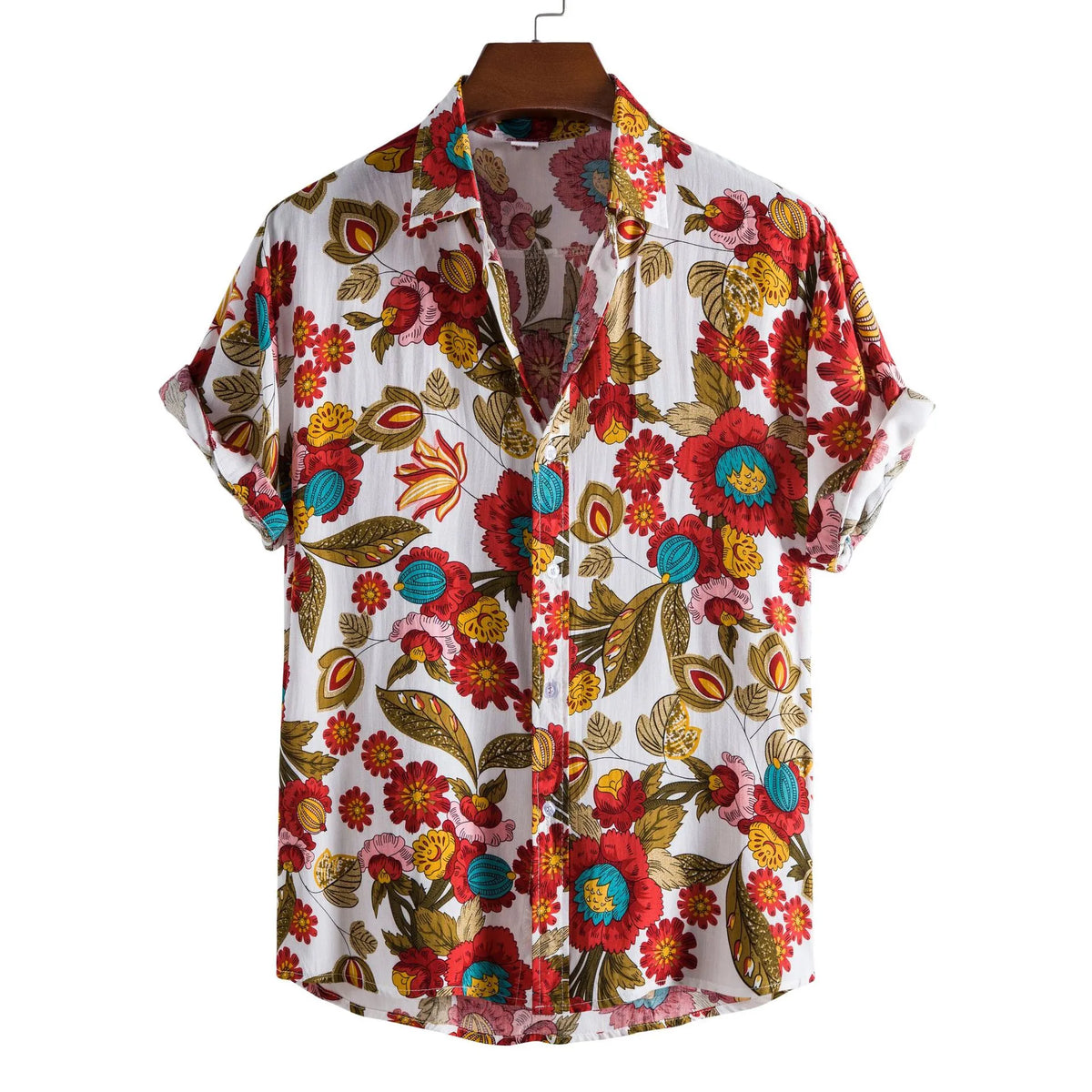 Men's Plus Size Floral Print Short Sleeve Hawaiian Shirt