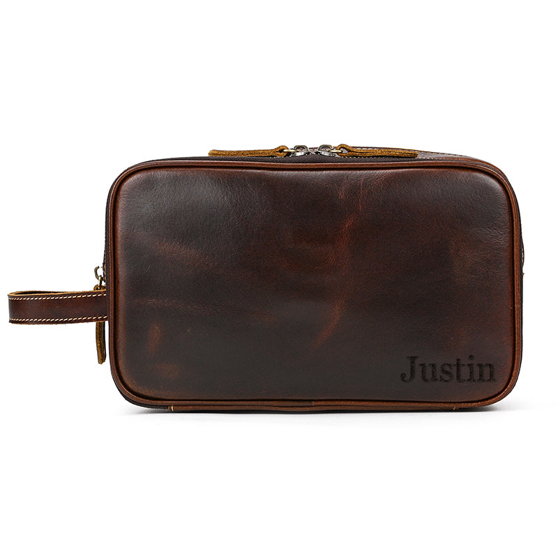 Groomsmen Gift Personalized Leather Toiletry Bag Waterproof Leather Dopp Kit Men's Shaving Kit, Groomsmen Proposal