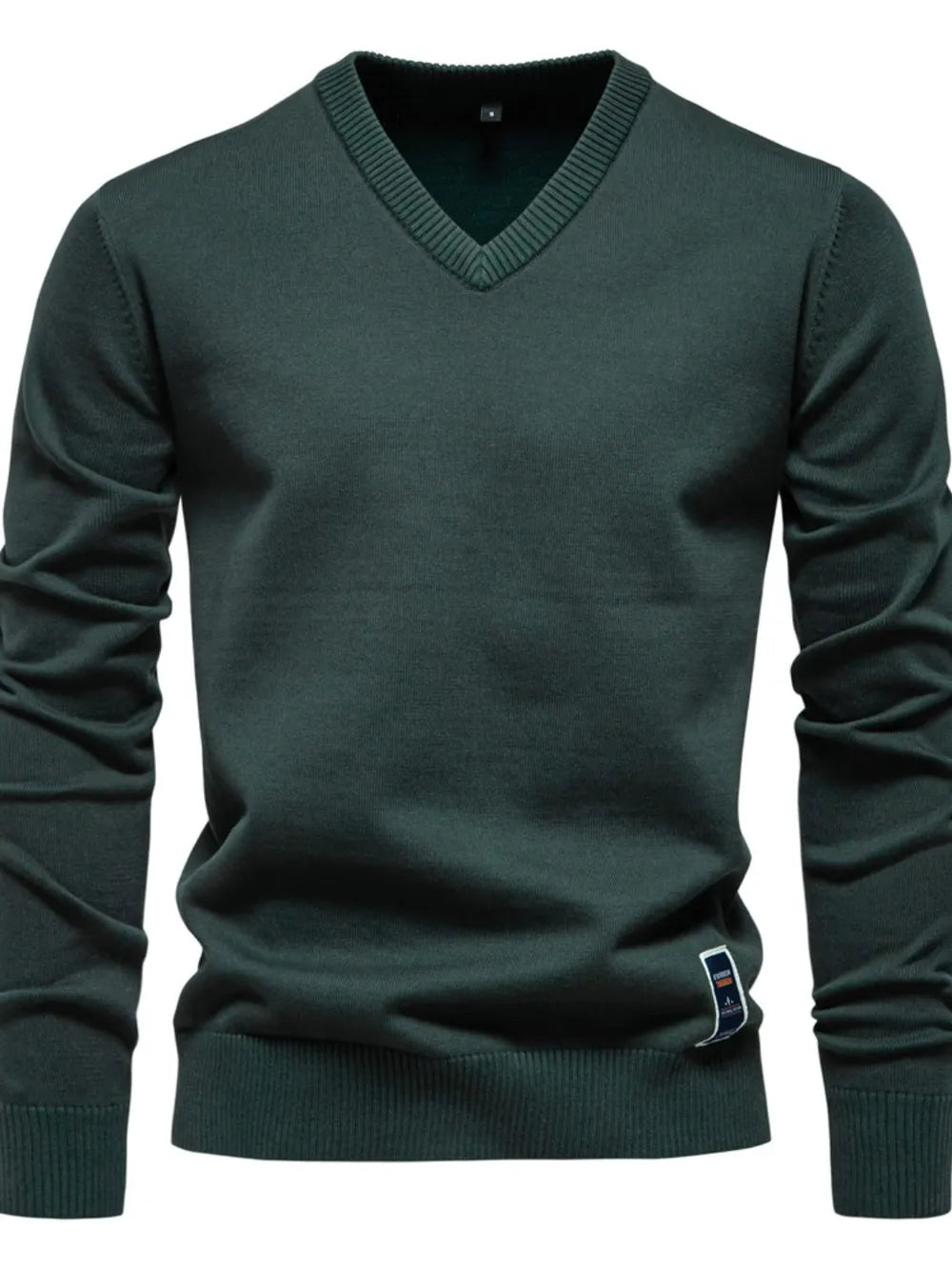 Men's Ribbed Hem V-Neck Long Sleeve Sweater