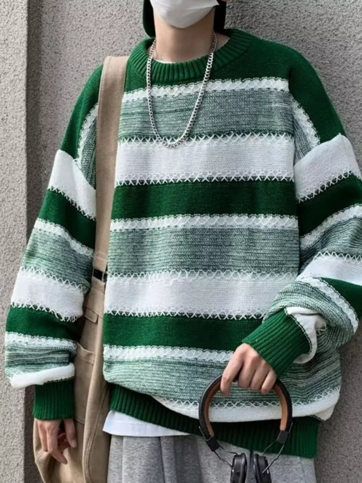 Men's Striped Pattern Relaxed Fit Sweater