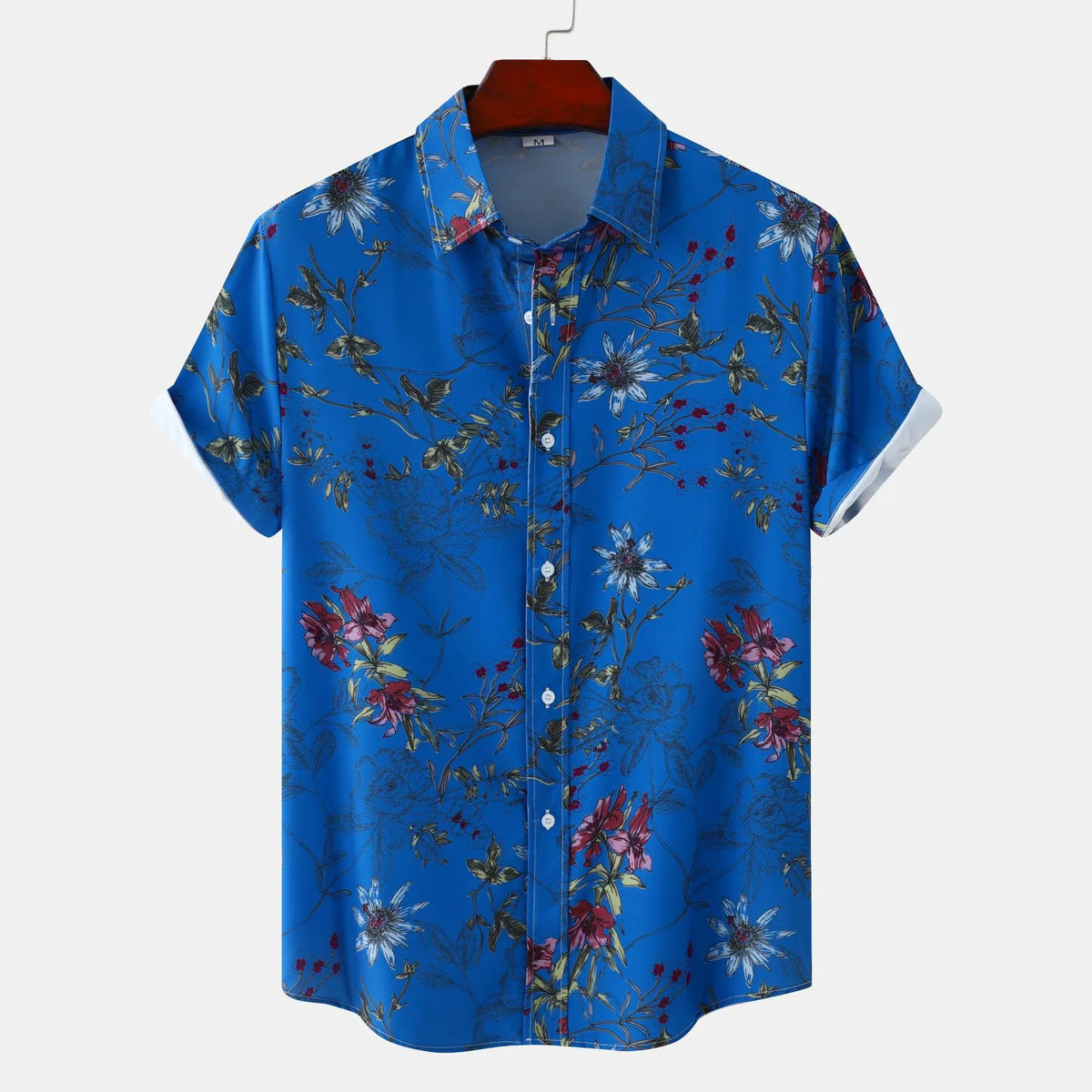 Men's Plus Size Floral Print Short Sleeve Button Down Casual Shirt
