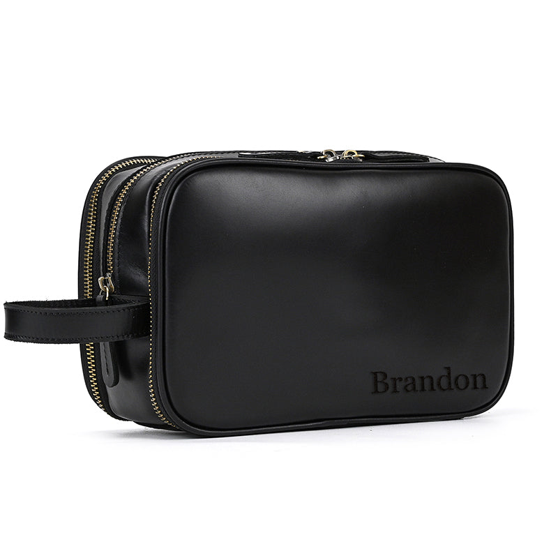 Groomsmen Gift Personalized Leather Toiletry Bag Waterproof Leather Dopp Kit Men's Shaving Kit, Groomsmen Proposal