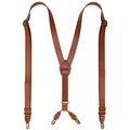 Mens Leather Suspenders Y Back Design Adjustable Suspender with 4 Metal Clips Leather Braces Groomsmen Gift