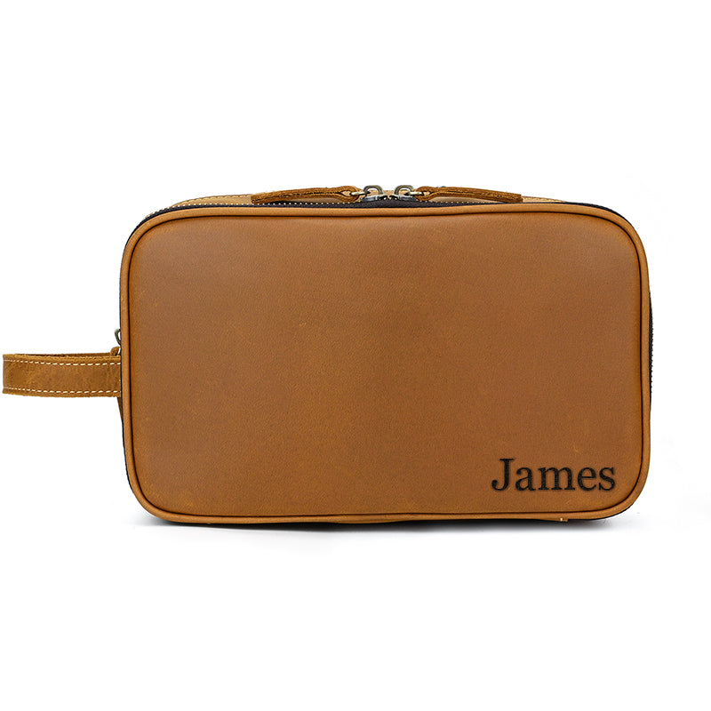 Groomsmen Gift Personalized Leather Toiletry Bag Waterproof Leather Dopp Kit Men's Shaving Kit, Groomsmen Proposal