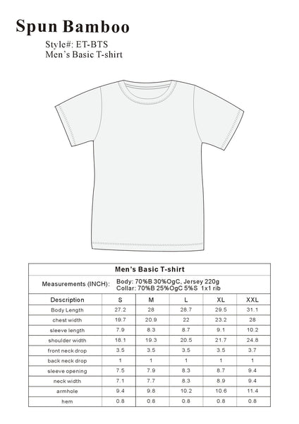 Clearance Men's Bamboo Short Sleeve T-Shirt - Classic Cut