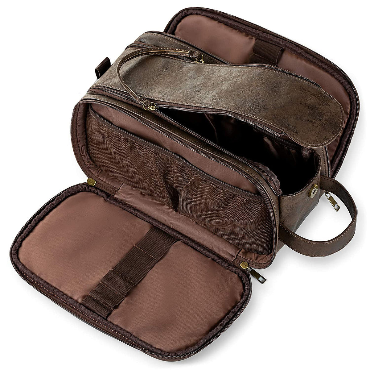 Groomsmen Gift, Waterproof PU Leather Toiletry Bag, Vegan Leather Dopp Kit, Water-Resistant Bathroom Toiletries Organizer, Christmas Gift