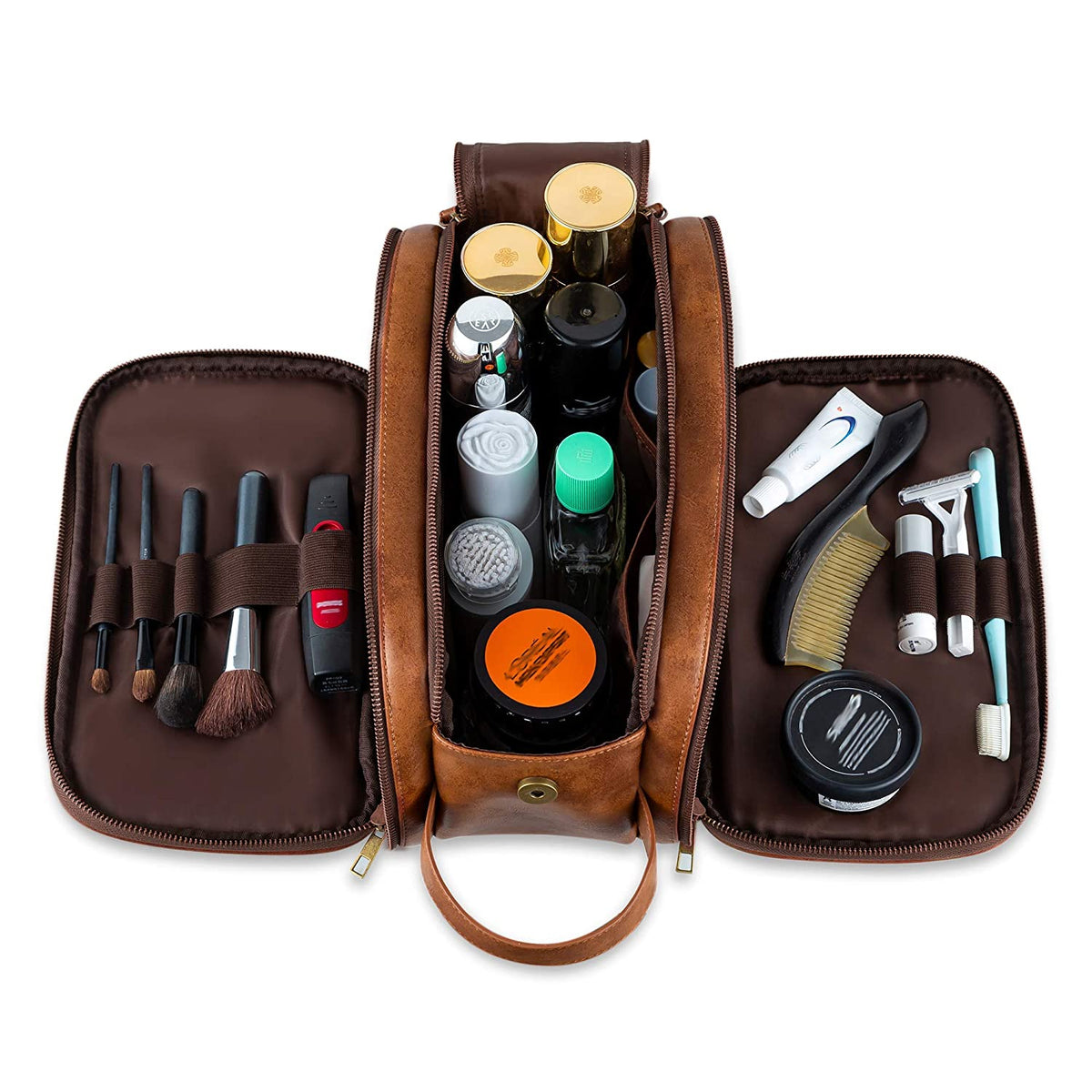 Groomsmen Gift, Waterproof PU Leather Toiletry Bag, Vegan Leather Dopp Kit, Water-Resistant Bathroom Toiletries Organizer, Christmas Gift