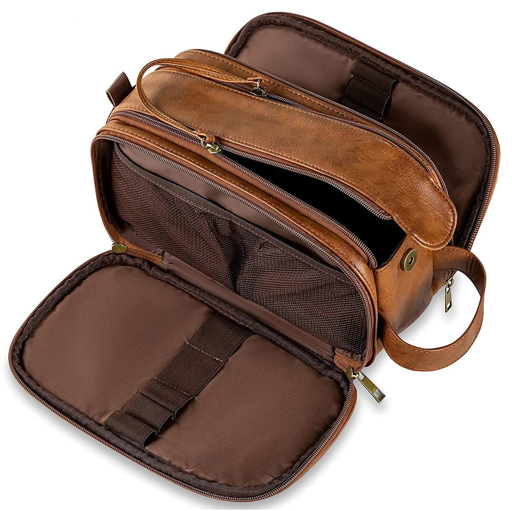 Groomsmen Gift Toiletry Bag, Vegan Leather Dopp Kit, Water-Resistant Bathroom Toiletries Organizer, PU Leather Cosmetic Bags, Christmas Gift