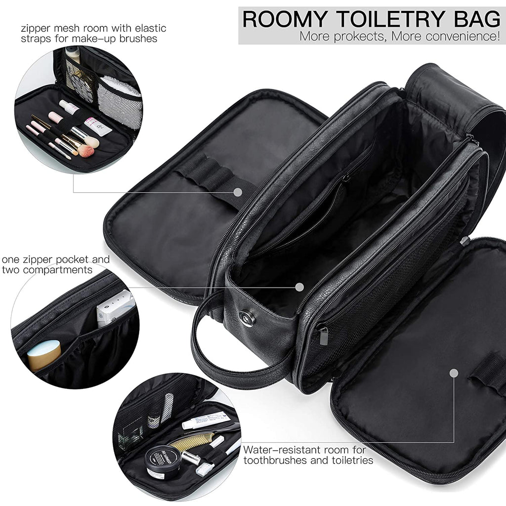 Groomsmen Gift Toiletry Bag, Vegan Leather Dopp Kit, Water-Resistant Bathroom Toiletries Organizer, PU Leather Cosmetic Bags, Christmas Gift