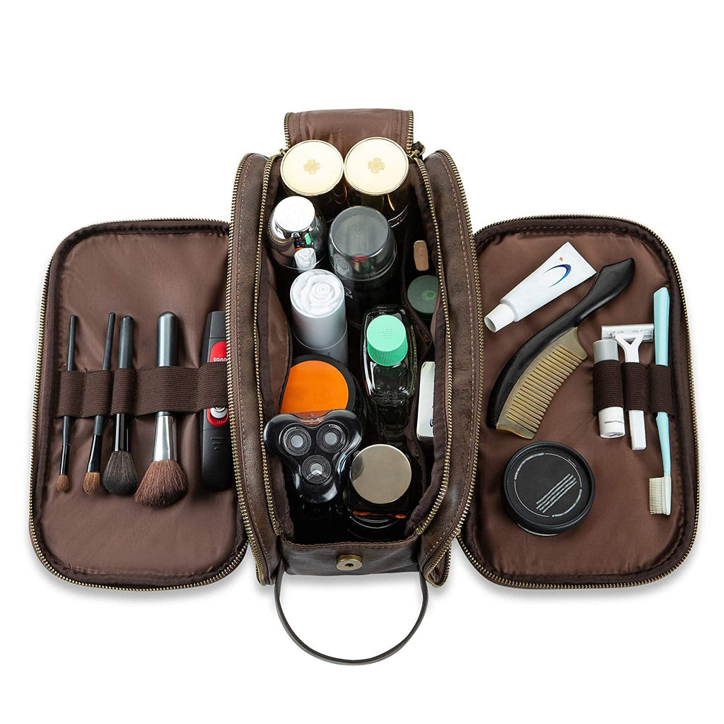 Groomsmen Gift Toiletry Bag, Vegan Leather Dopp Kit, Water-Resistant Bathroom Toiletries Organizer, PU Leather Cosmetic Bags, Christmas Gift